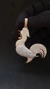 Colgante de Plata de Ley 925 con Moissanita, diseño de Gallo, Pájaro, estilo Iced Out, Hip Hop, VVS - Product Image 4