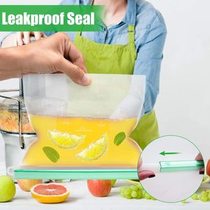 Bolsa para Alimentos, Bolsa para Almacenar Almuerzos, Bolsas Herméticas con Cierre, Aptas para Lavavajillas, para Marinar Carnes, Sándwiches, Bocadillos, Cereales, Frutas - Product Image 5
