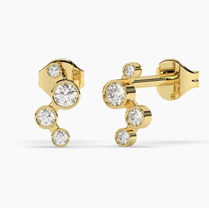 ต่างหูเพชรทรงกลมเจียระไนแบบวินเทจ ชุบทอง 14KT หรูหรา ได้รับการรับรองจาก IGI เหมาะสำหรับเป็นของขวัญสำหรับผู้หญิงในงานปาร์ตี้ - Product Image 1