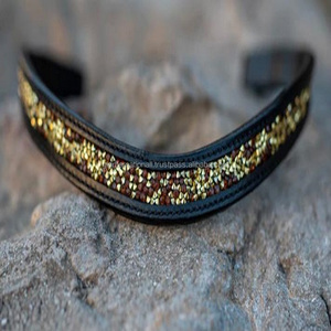 แถบคิ้วหนังม้าทำจากหนังแท้สีดำตกแต่งด้วยคริสตัลหลากสี - Product Image 4