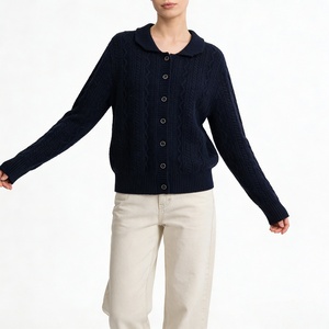 Women Fashion Casual Lapel Neck Twist Knit Single Breasted Thick Cashmere <b>Cardigan</b> <b>Sweater</b> - Product Image 4