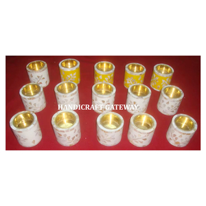 Support/bougeoir rond en nacre incrustée, pour mariage, fête, décoration de la maison et cadeaux. - Product Image 1