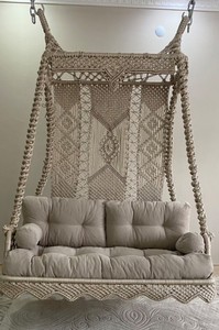 Macrame Double Garden Swing,Macrame Double Swing,<b>Hanging</b> Swing,Balcony Swing,Patio Swing,Macrame <b>Hanging</b> <b>Chair</b>,Double <b>hanging</b> Sw - Product Image 2