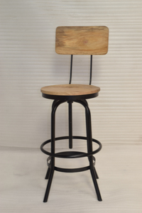 Chaise de bar pivotante réglable en métal et bois de style industriel vintage de qualité supérieure et durable pour hôtel, maison, bar, villa, salon - Product Image 3