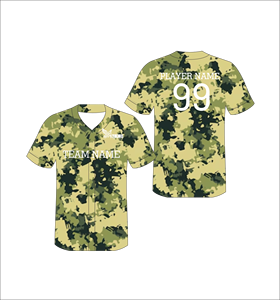 Camiseta de Béisbol con Camuflaje Desértico Personalizada, Uniforme de Equipo Sublimado que Absorbe la Humedad, Camisa Deportiva con Botones, OEM ODM - Product Image 1