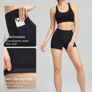 Regular Fit Women High Waisted Yoga Shorts Customizable Breathable Quick Dry Gym Apparel with <b>Pattern</b> for Logo Programs - Product Image 3