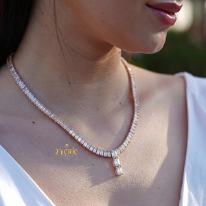 Collar con Colgante de Cadena de Eslabones para Mujer, con Diamante Cultivado en Laboratorio, Clásico Plateado, para Compromiso, Boda, Fiesta, Elegancia Atemporal y Lujosa - Product Image 5