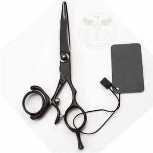 Ciseaux plats pour la coupe de cheveux, ciseaux à poignée rotative, ciseaux de barbier, placage noir, cisailles volantes - Product Image 1