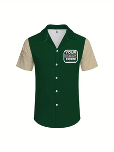 Camisa Casual Personalizable para Hombre con Diseño de Corbata y Botones, Personaliza tu Logotipo, Ligera, Verde y Blanca, para Trabajo o Playa - Product Image 3