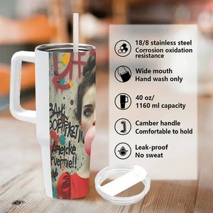 Custom Stainless Steel Tumbler 40oz With Handle Personalized Design For <b>Coffee</b> Or Tea - Product Image 5