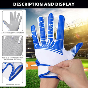 CLASSICAL TRENDS Gants de frappe unisexe bleu et blanc en polyester/coton, microfibre respirante, fermeture auto-agrippante, entraînement, ambidextres - Product Image 2