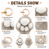 Pendentif en fausse fourrure de vison en forme de patte de chat + coton PP, breloque de sac, mignonnes petites pattes, porte-clés de voiture, haute qualité, service de réponse rapide