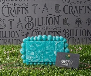 Bolso de Mano de Resina de Diseño, Color Vibrante, con Cuentas, Asa de Cadena, Cierre de Correa, para Bodas y Eventos Nocturnos - Product Image 6