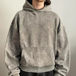 Sudadera con Capucha Lisa OEM Personalizada con Lavado Ácido, 500 GSM, Forro Polar Pesado, Oversize, Fabricante Mayorista - Product Image 1