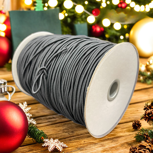 Cordon élastique tressé noir robuste 3mm/4mm, longueur personnalisable, 100% polyester, écologique, haute ténacité, pour vêtements - Product Image 2