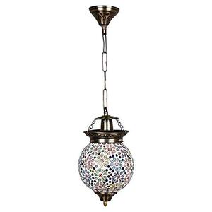 Lampe suspendue en verre mosaïque à motif floral multicolore, artisanale, décorative, pour la maison, le café, le restaurant - Product Image 6