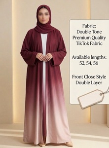 Abaya TikTok en crêpe double couche bicolore anti-plis imprimée en 3D pour soirée - Product Image 1