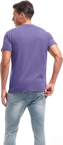เสื้อยืดผู้ชายสีม่วงทรงเข้ารูป ผ้าฝ้ายนุ่ม ยืดหยุ่น สวมใส่สบาย เหมาะสำหรับทุกวัน รับสกรีนโลโก้ - Product Image 5