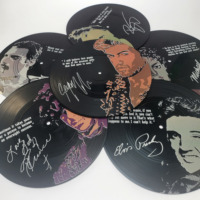 6PCS Custom ized UV Printed Grafik Tischs ets Classic 7 'Schallplatten Tischs ets für runde Tische