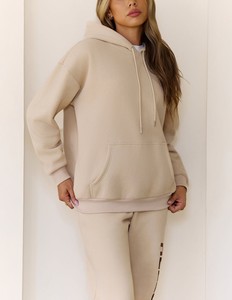 Conjunto de Sudadera con Capucha y Pantalones Deportivos para Mujer con Logotipo Bordado Personalizado, Felpa Gruesa, Ropa Deportiva Urbana, Sudadera con Capucha OEM para Mujer, Proveedor ODM - Product Image 4