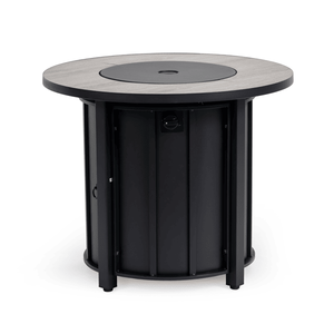 Tavolo con Braciere a Gas Propano da 30 Pollici, 50000 BTU, Braciere Rotondo in Acciaio con Finitura Effetto Legno in Ceramica per Patio, Terrazza e Giardino - Product Image 1