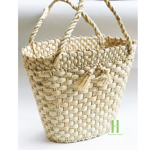 NOUVEAU DESIGN Panier en jacinthe d'eau tressé à la main avec poignée ronde, panier de rangement naturel tissé sur mesure, usine OEM ODM - Product Image 2