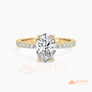 Gold Oval Cut Moissanite Ring Pave Engagement Bridal Jewelry <b>Gift</b> for Women Wedding Ring - Product Image 5