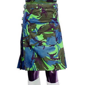Kilt utilitaire camouflage vert bleu pour homme, fait main, style Highland, tactique, 2026 - Product Image 1
