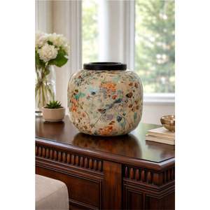 Ensemble de vases en métal émaillé marbré doré de luxe, faits à la main, abstraits, décoratifs, pour la maison moderne, centre de table de mariage - Product Image 5