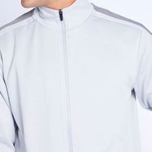 Veste de survêtement homme gris clair à fermeture éclair intégrale, col montant, style sportif, respirante, en polyester, pour l'automne, coupe classique, couleur unie - Product Image 4