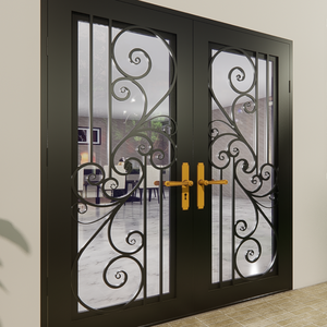 Sistemas de Puertas de Hierro Forjado para Entrada Principal: Modelos Artísticos de Puertas de Seguridad de Acero para Mejorar la Apariencia y Proteger a su Familia. - Product Image 1