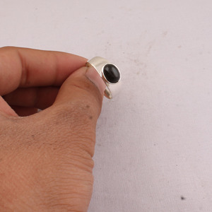 Wholesale 925 Sterling Silver Oval Black Onyx <b>Ring</b> Bezel Set Natural Gemstone Cabochon <b>Plain</b> Band Fine Jewelry Party - Product Image 2