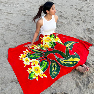 Verano nueva moda pintada a mano flores balinesas pareos Pareo rayón ropa de playa para adultos Asia Pacífico islas al por mayor - Product Image 5