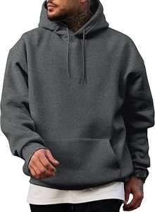 Sudadera con Capucha para Hombre, Color Sólido, Corte Regular, Tejido de Felpa, Estilo Casual Otoñal, Gris Oscuro - Product Image 6