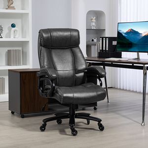 Big <b>Tall</b> Executive Office <b>Chair</b> 400 Lbs Adjustable Height PU Leather Black-BIFMA Certified Aluminium Nylon Plastic Furniture - Product Image 2