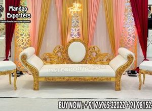 Conjunto de Sofás para Escenario de Boda Tallados en Plata Estilo Real, Muebles de Boda Clásicos de Estilo Francés, Elegante Conjunto de Sofás de Respaldo Bajo para Escenarios de Boda - Product Image 5