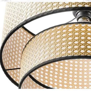 The lantern <b>shade</b> is made of woven rattan with two layers, and the chandelier-style rattan lampshade has a <b>black</b> rim and a round - Product Image 6