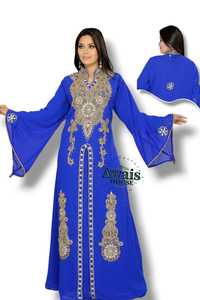 Wholesale AWAIS HOUSE Luxury 2-Piece <b>Set</b> Muslim Women <b>Modest</b> Simple Solid Chiffon Beaded Washable Robe Floor-Length A-Line - Product Image 6