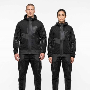 Ensemble veste et pantalon ajustables coupe-vent en nylon avec poches, survêtements personnalisés unisexes avec logo - Product Image 1