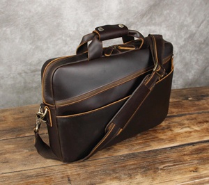 High Quality Genuine Leather Sling <b>Laptop</b> Bags Unisex Use Durable Eco-Friendly Lightweight Design Waterproof Multi-size Portable - Product Image 2