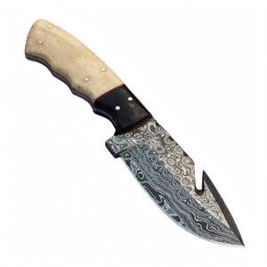 Cuchillo de Cocina Artesanal de Acero Damasco con Diseño de Gota de Lluvia, Mango Liso de Hueso, para Rebanar - Product Image 5