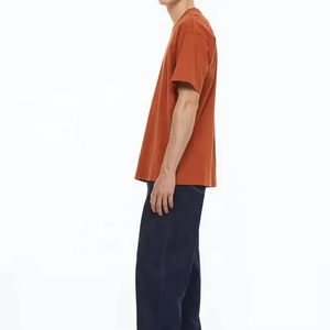 เสื้อยืดคอกลมแขนสั้นทรงเข้ารูปผ้าฝ้าย 100% สำหรับผู้ชาย เนื้อผ้าเจอร์ซีย์ถัก ระบายอากาศได้ดี สีพื้น - Product Image 6