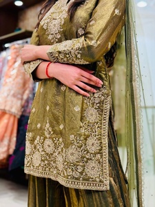 Ensemble Kurta Palazzo Dupatta pour mariage, prêt-à-porter, entièrement brodé, style Fendy, tenue ethnique indienne pour femmes - Product Image 6