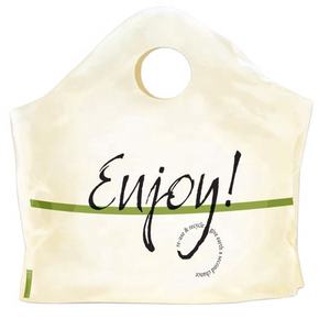 Bolsa de plástico con tapa de onda de bloque, bolsa de lujo con logotipo personalizado, reutilizable, para compras, con asas suaves - Product Image 1