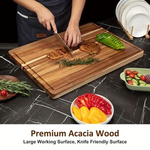 Tagliere Grande in Legno di Acacia Resistente 20*15 Pollici con Scanalatura per Succhi, Spesso, per BBQ e Uso Domestico - Product Image 6