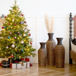 Juego de 3 Jarrones de Piso Clásicos en Beige y Negro con Soportes Altos Independientes para Flores Artificiales - Product Image 4