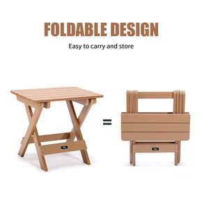 Adirondack portatile pieghevole tavolino quadrato per tutte le stagioni in legno di plastica resistente allo sbiadimento per giardino esterno spiaggia campeggio picnic - Product Image 3