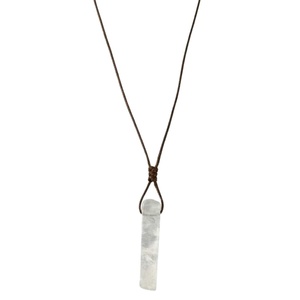 Natural Crystal Gypsum Pendant Necklace with Adjustable Rope Chain for Men and Boys - Product Image 5