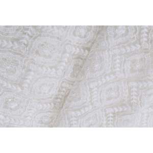 ผ้าลูกไม้ตาข่ายปักสีขาว ย้อมได้ กว้าง 40 นิ้ว TFAB DYE CHANDERI 341 ขายเป็นหลา - Product Image 1