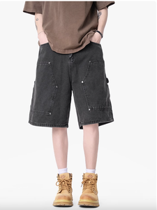 Street Style Vintage Washed Jorts Washed Denim <b>Shorts</b> Men's Retro Style Vintage <b>Old</b> Loose Straight Wide-leg <b>Shorts</b> Oversized - Product Image 5